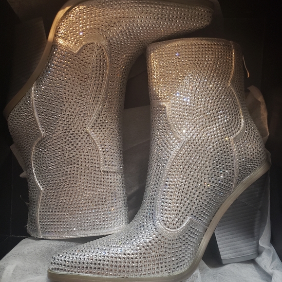 Silver Rhinestone Boots - Picture 1 of 5